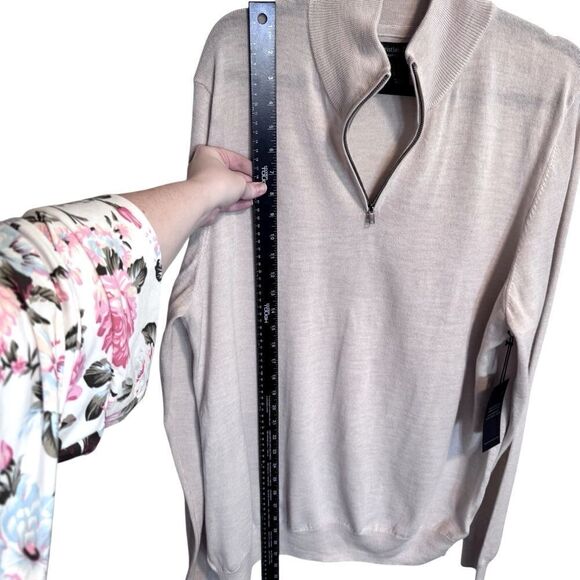 NWT-Christian LaCroix- Men’s 100% Merino Wool Quarter ¼ Zip Sweater Pullover, XL - Picture 7 of 10